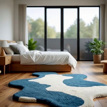 Handtufted Blue Wool Rug for Stylish Home Spaces